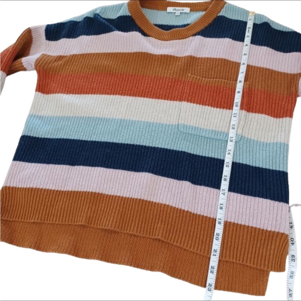 Madewell Crewneck Cotton Long Sleeve Striped Multicolored Winter Sweater Top - Picture 5 of 7